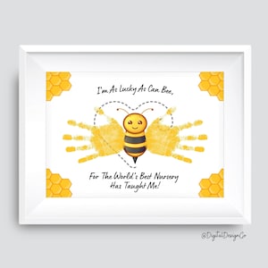 Bee Handprint Art, Busy Bees, Back to School, Gift For Teacher, Teacher Handprint Craft, Kids Child Nursery Art, DIY Gift, Printable