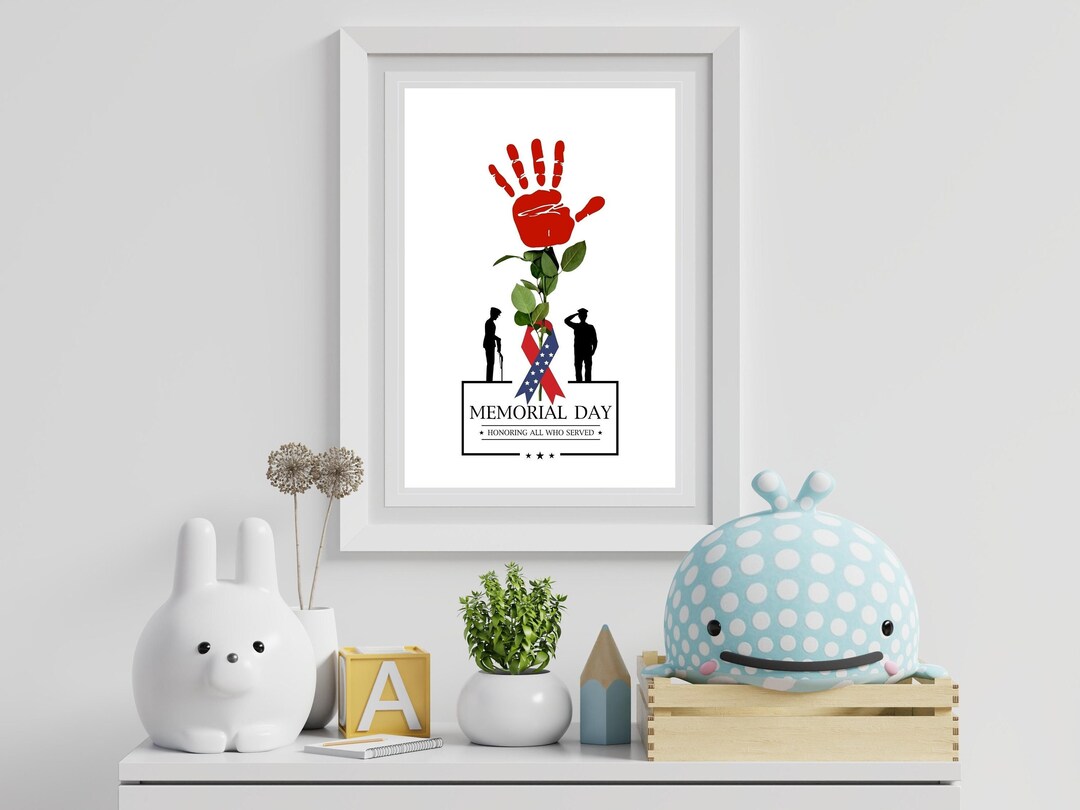 Memorial Day Handprint Art Rose Kid Craft May Baby Handprint