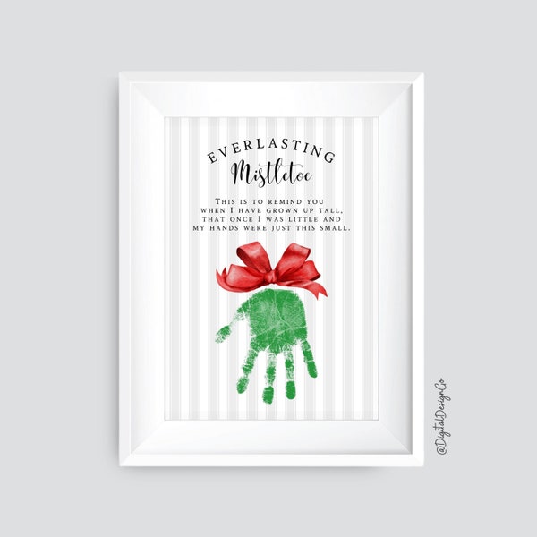 Christmas Mistletoe Handprint Art Craft, Christmas Xmas Craft for Kids Baby Toddler, Memory Keepsake, DIY Card, Printable, Decor