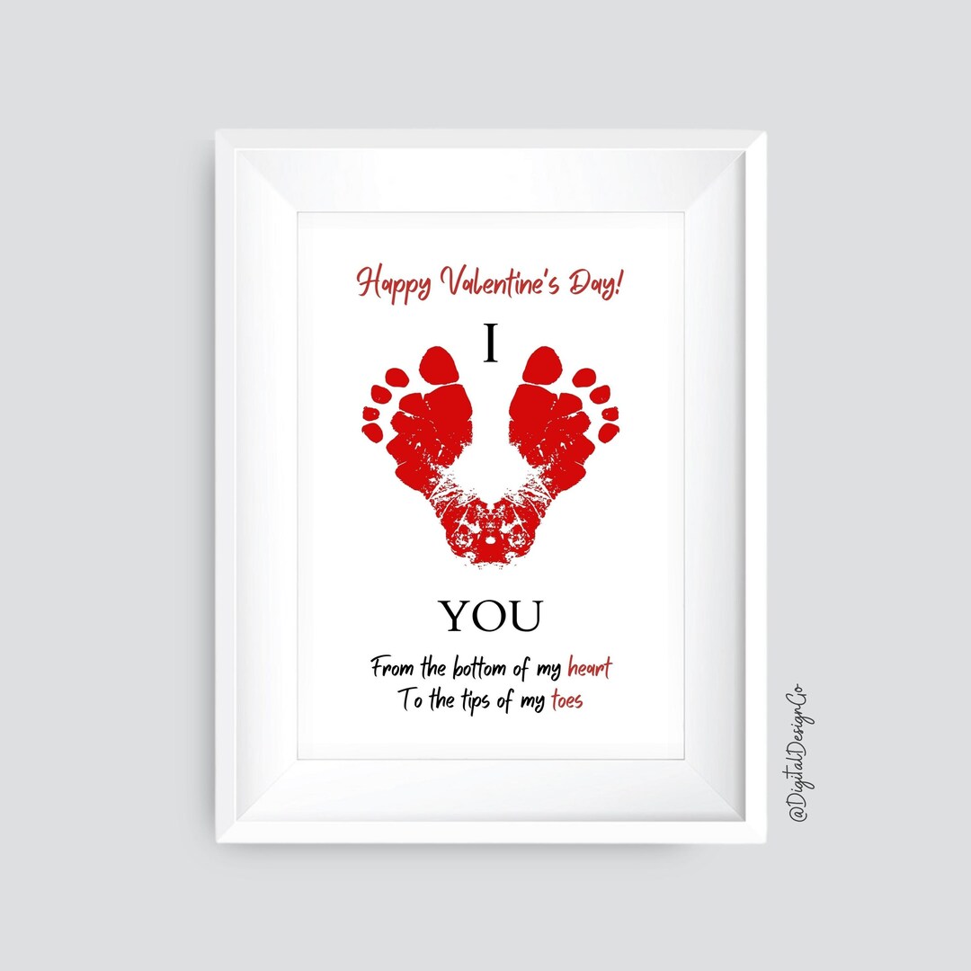 I Love You Poem Footprint Handprint Art Craft, Valentine's Day Craft ...