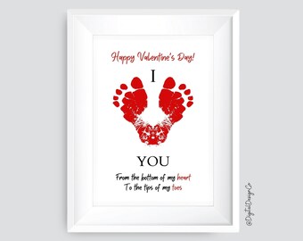 I Love You Footprint Handprint Art Craft, Valentine's Day Craft for ...