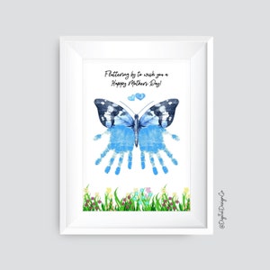 Mothers Day Handprint Craft, Fluttering By To Wish You a Happy Mothers Day, Butterfly Craft for Kids Baby Toddler, Memory Keepsake, DIY Card