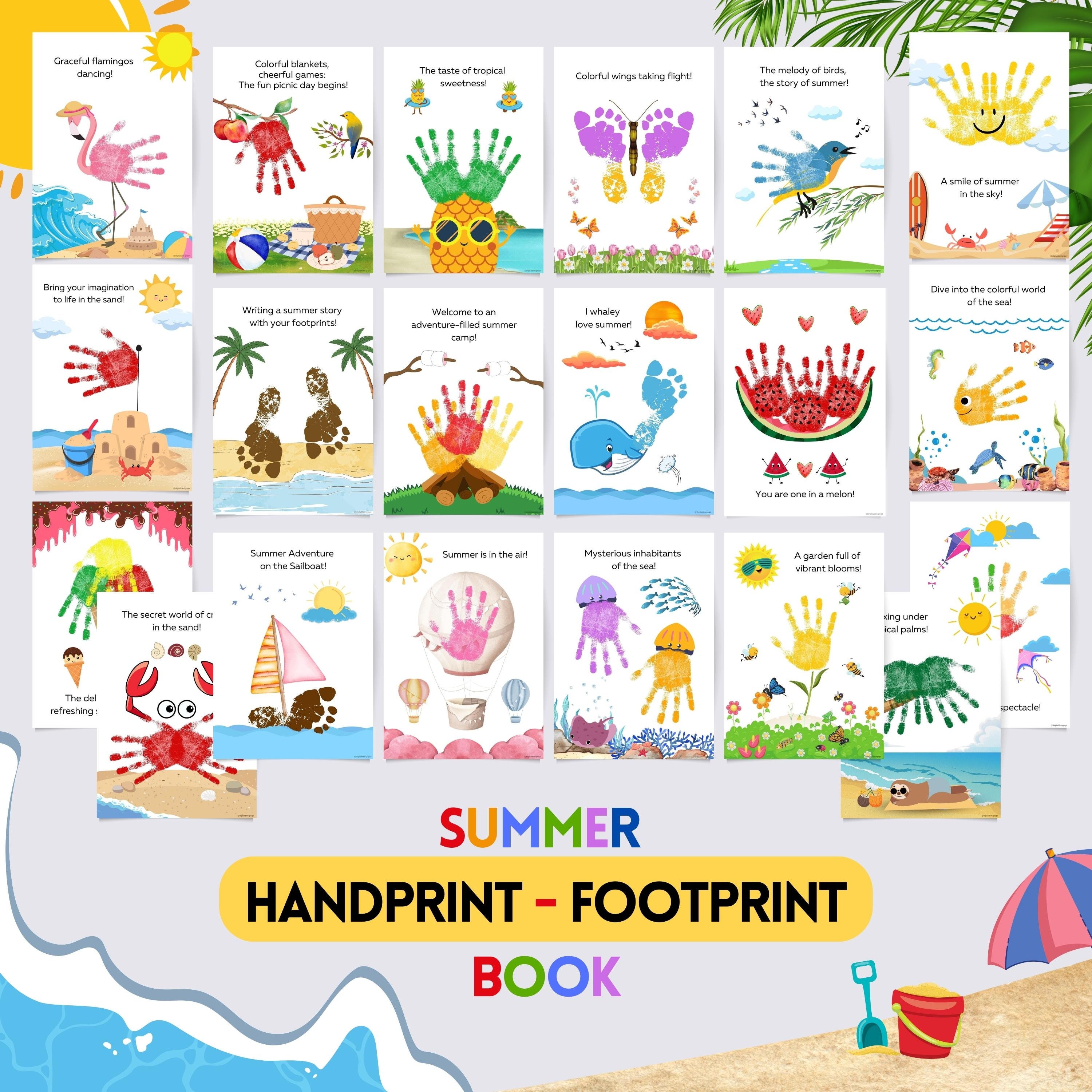 Summer Handprint Craft, Footprint, Summer Book, Kindergarten, Pre K, DIY Craft for Toddler Kids, Keepsake, School Activity, Daycare Activity