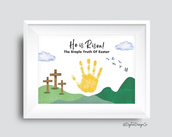 He is Risen, The Simple Truth Of Easter, Sun Handprint Craft, Easter Handprint Craft for Kids Baby Toddler, Memory Keepsake, DIY Card