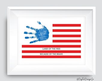Sztuka odciskania dłoni na fladze, rękodzieło z okazji 4 lipca, dla dzieci, patriotyzm USA, aktywność dla dzieci