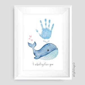 Je t'aime, empreinte de main d'art pour la Saint-Valentin, création d'empreintes de main de baleine pour enfants, bébé et tout-petit, cadeau d'anniversaire, souvenir, carte d'amour DIY