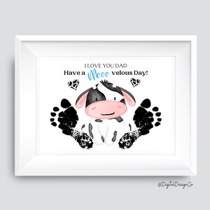 Have a Moo-velous Day, Vaderdag voetafdrukkunst, koevoetafdruk knutselen voor kinderen baby peuter, cadeau voor papa, herinnering, doe-het-zelfcadeaubon