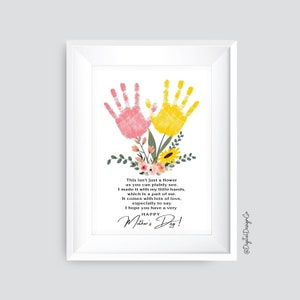 Mothers Day Handprint Craft, Happy Mothers Day, Poem, Flower Handprint Craft for Kids Baby Toddler, Memory Keepsake, Printable, Gift for Mom