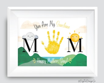 Handprint Art for Mother's Day, You Are My Sunshine Mom, Easy DIY from Kids, Crafts for Toddlers Preschool Gift for Mom