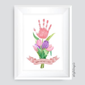 Créations manuelles d'empreintes de main pour la fête des mères, bonne fête des mères, art de l'empreinte de main de fleurs, enfant bébé tout-petit, activité souvenir, carte à faire soi-même, cadeau pour maman