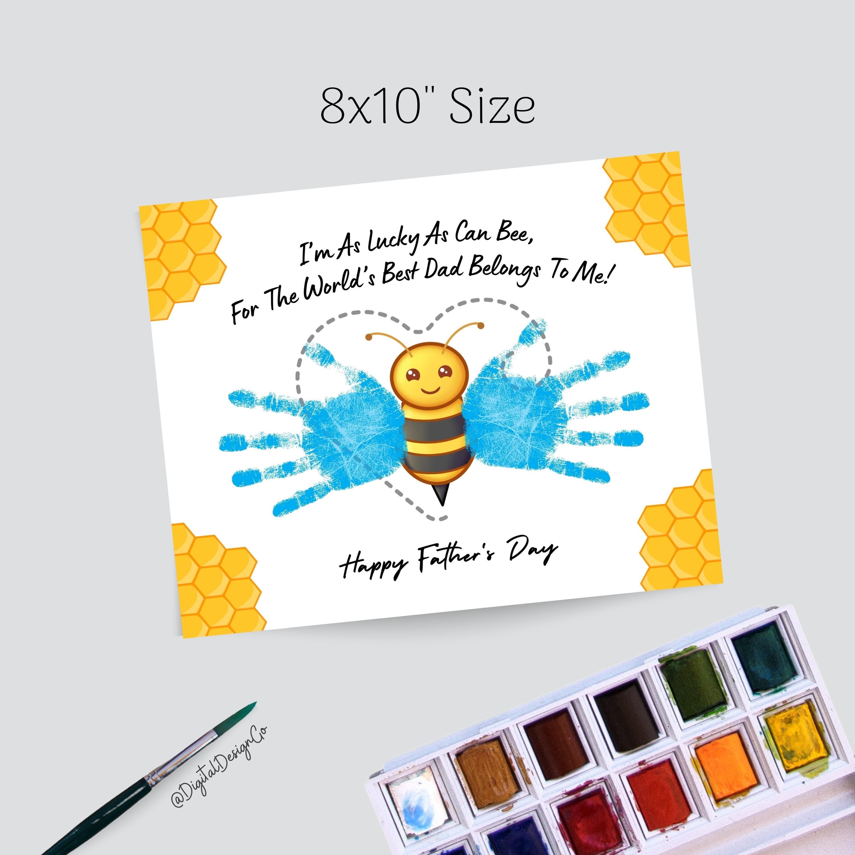 Fathers Day, Bee Handprint Art Craft, Kids Baby Toddler, Dad Craft, DIY ...