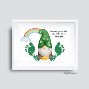Art de l'empreinte de la Saint-Patrick, idée de gnome, création artisanale d'empreintes de gnome pour bébé en bas âge, cadeau, souvenir, carte à faire soi-même, imprimable