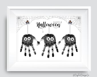 Halloween Spider Handprint Art Craft, Happy Halloween, Kids Baby Toddler, DIY Keepsake