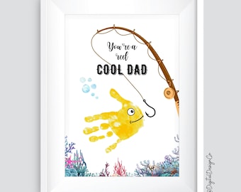Fish Handprint Art Craft, Father's Day, Birthday, Kids Baby Toddler, Memory Keepsake, DIY Card