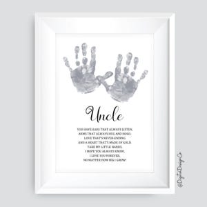 Art de l'empreinte de la main de l'oncle, Saint-Valentin, fête des pères, anniversaire, création d'empreintes de main pour enfants bébé bambin, poème cadeau pour oncle, carte à faire soi-même, souvenir
