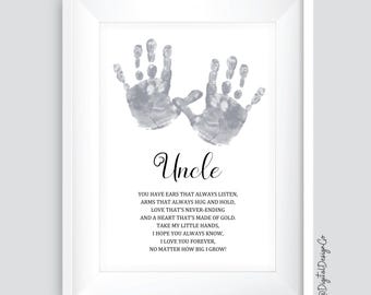 Arte con huella de mano de tío, San Valentín, Día del Padre, Cumpleaños, Bebés y niños pequeños, Tarjeta DIY