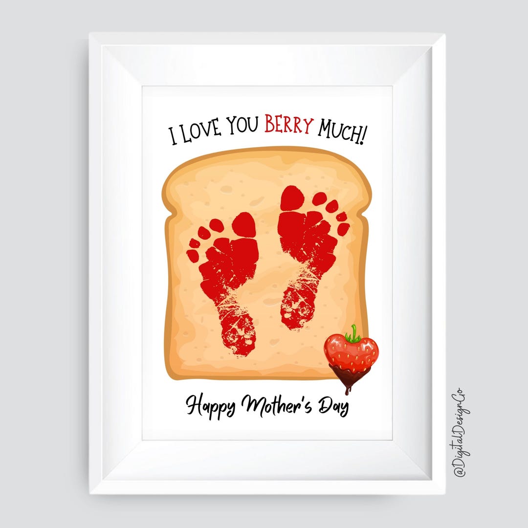 食器 Thank You Rockers I Love You Baby I Love You Berry Much Handprint Footprint Craft, Strawberry Jam
