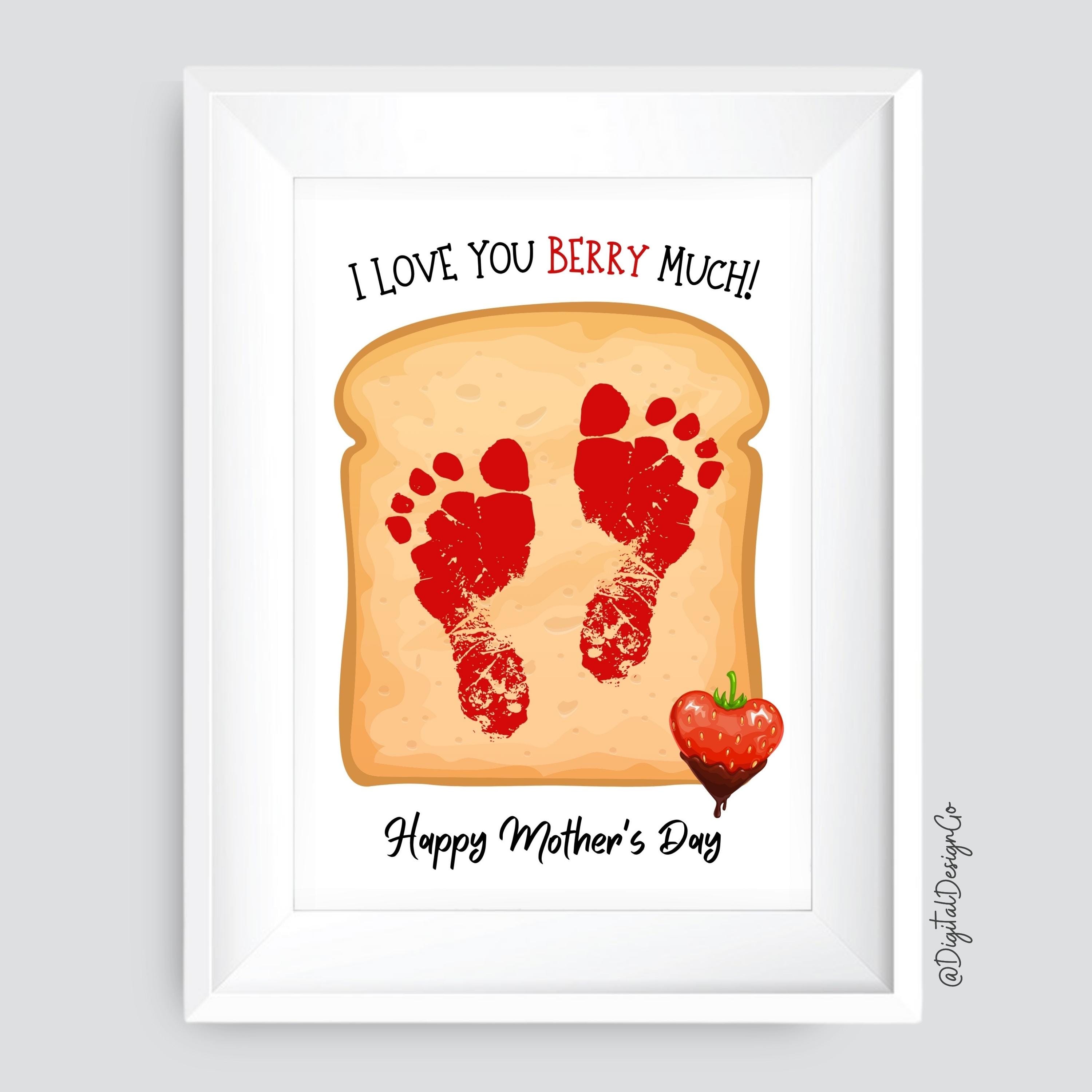 I Love You Berry Much Handprint Footprint Craft, Strawberry Jam