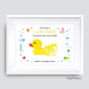 Vaderdag voetafdrukkunst, Lucky Ducky, Duck Footprint Craft voor kinderen baby peuter, herinnering aandenken DIY-kaart, cadeau voor papa