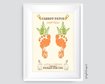 Farm Sign Carrot Patch Easter, Footprint Feet Art Craft, Kids Baby Toddler