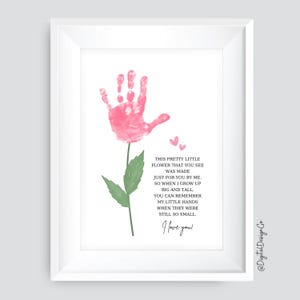 Arte de impressão de mão de flor, artesanato de impressão de mão de dia dos namorados, poema de amor, crianças, bebês e crianças pequenas, impressão de mão de dia das mães, lembrança de memória, cartão faça você mesmo, presente