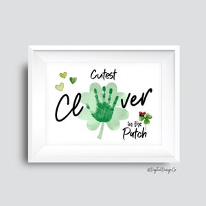 Niedlichstes Kleeblatt im Aufnäher Handabdruck Handwerk, St. Patricks Day Klee Handabdruck Handwerk für Kinder Baby Kleinkind, Geschenk, Erinnerung Andenken, DIY