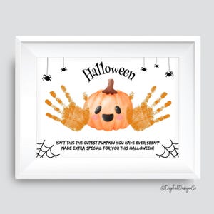 Halloween Handprint Art Craft, Cutest Pumpkin Handprint Keepsake, Halloween Pumpkin, Kids Baby Toddler, Printable Card