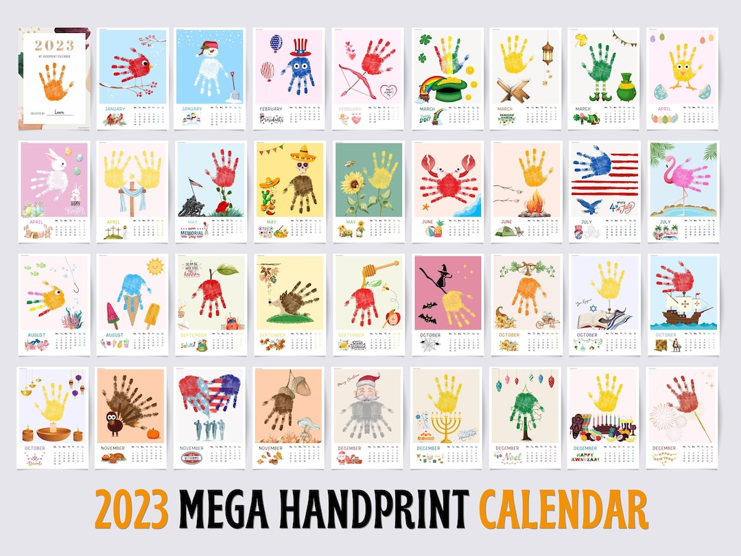 2023 Mega Handprint Calendar Handprint Art Craft DIY Gift