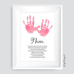 Arte con huellas de manos de abuela, día de San Valentín, día de la madre, cumpleaños, manualidades con huellas de manos para niños pequeños, poema de regalo para abuela, tarjeta de bricolaje, recuerdo