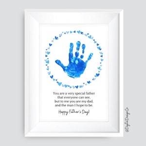 Vaderdag handafdruk kunst, speciale vader gedicht handafdruk ambacht voor kinderen baby peuter, geheugen aandenken, cadeau voor vader, DIY-kaart, afdrukbaar