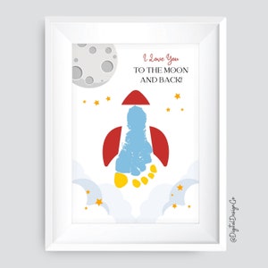 Ti amo fino alla luna e ritorno, creazione dell'impronta del razzo, creazione dell'impronta del razzo per bambini, ricordi, regalo di San Valentino, fai da te