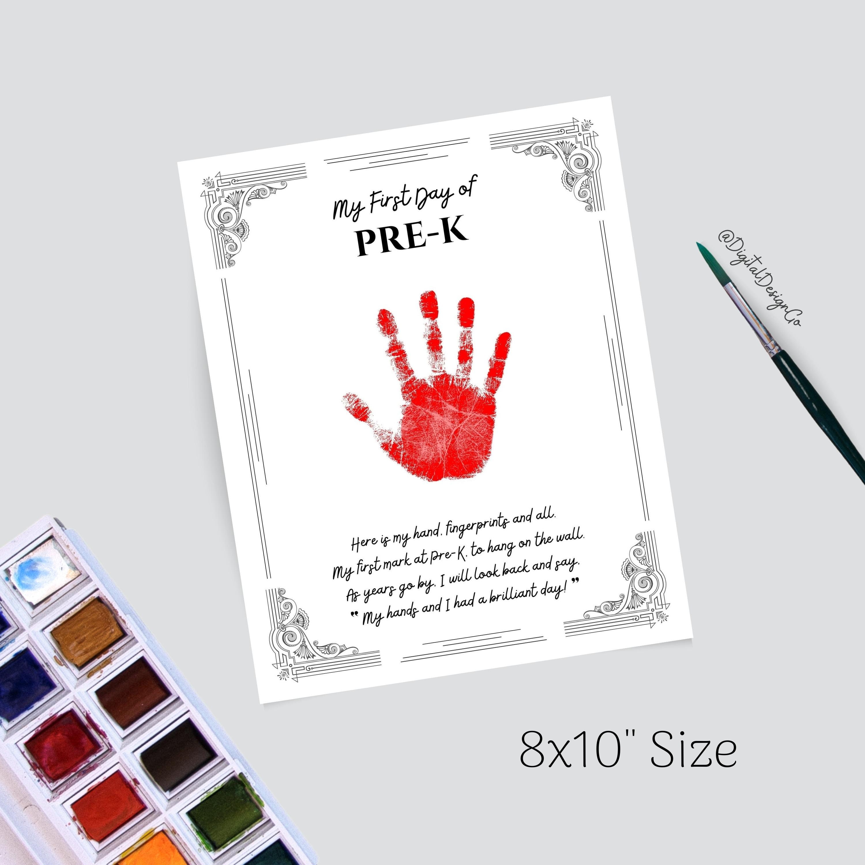 First Day of Pre-k Handprint Art Craft, Back to School, Memory Keepsake ...