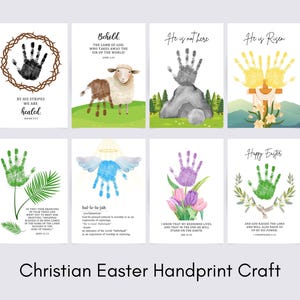 Religiöses Ostern Handabdruck Kunsthandwerk, Palmsonntag Handwerk, Ostergeschichte, Baby Kleinkind, Bibelunterricht Aktivität, Christliche Bibel Ostern DIY Karten