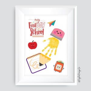 Mein erster Schultag Handabdruck Kunst Handwerk, Bleistift Handabdruck Handwerk für Kinder, Vorschule, Kindergarten, Erinnerungs-Andenken, DIY-Karte