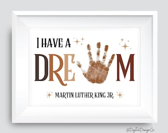 Tengo un sueño, Arte con huellas de manos para el Mes de la Historia Afroamericana, Manualidad para el Día de Martin Luther King, Bebés y niños pequeños