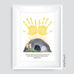 He Is Risen Matthew 28:6, Easter Handprint Art Craft, Kids Baby Toddler, DIY Keepsake, Easter Story, Preschool Sunday School Activity