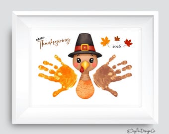 Thanksgiving Handprint Art, Turkey Handprint Craft, Fall, Kids Baby Toddler, Keepsake DIY 2026