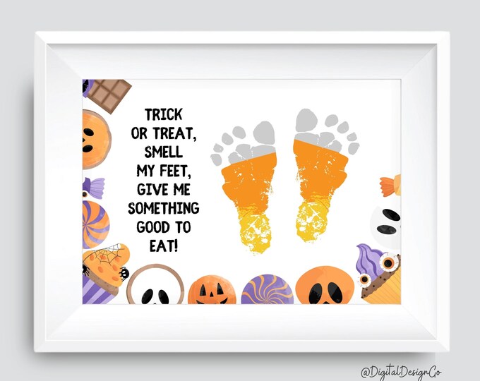 Halloween Footprint Art, Candy Frame, Trick or Treat Smell My Feet ...