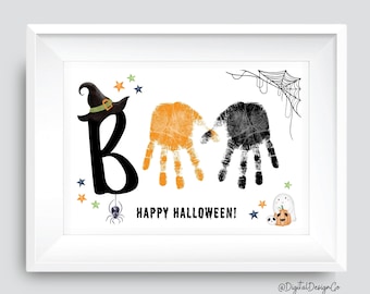 Halloween Handprint Art, Boo Craft, Happy Halloween, Kids Baby Toddler, Memory Keepsake, DIY