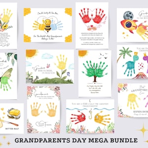 Grandparents Day Mega Bundle, Grandparents Handprint Art Craft, Gift for Grandma Grandpa, Kids Baby Toddler, Keepsake, DIY Card, Printable