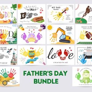 Vaderdagbundel, voetafdruk kunstnijverheid, handafdruk kunstnijverheid, DIY ambachtelijke kaart cadeau, baby peuter kinderen, herinnering aandenken, afdrukbaar, decor
