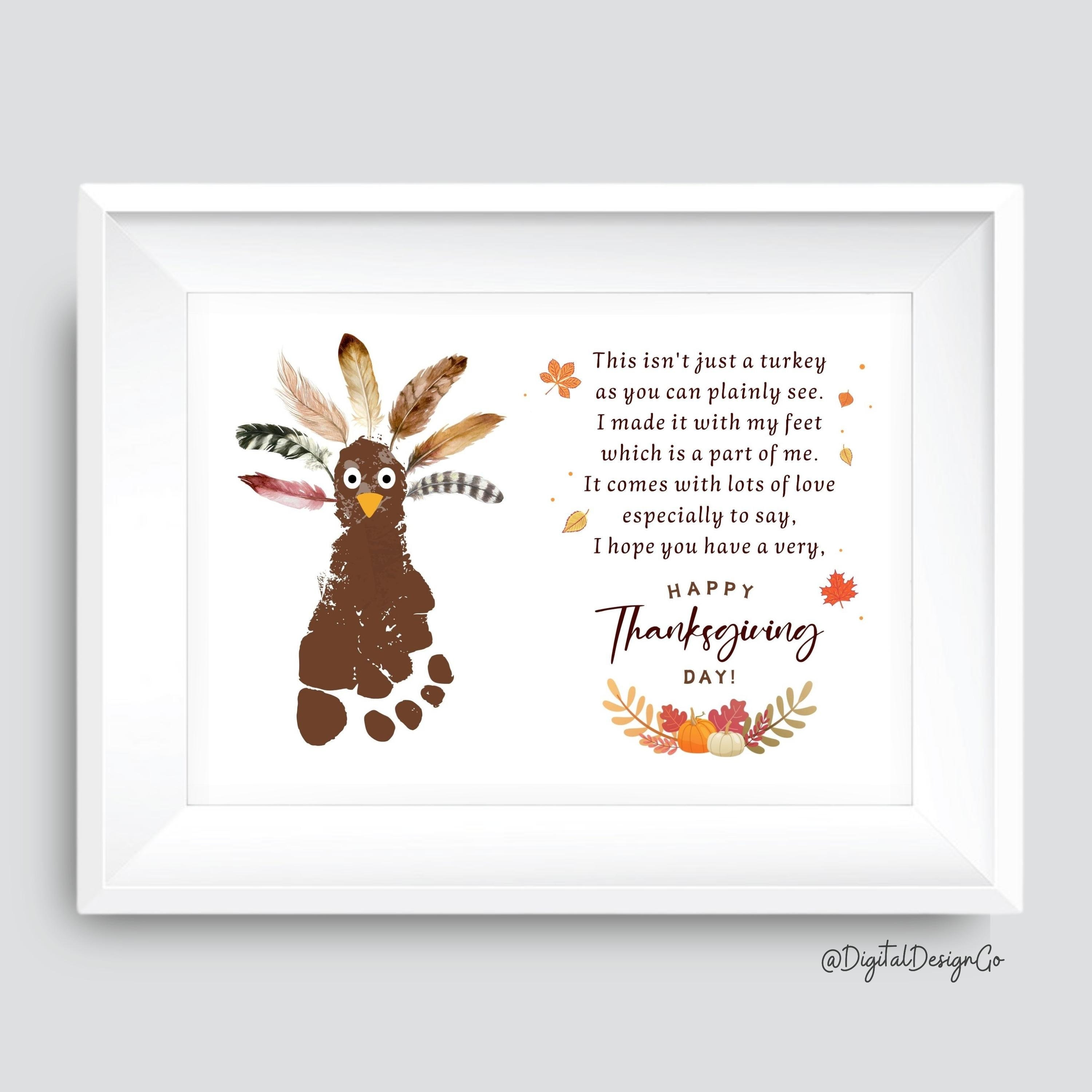 turkey footprint craft, poem, thanksgiving craft, kids baby