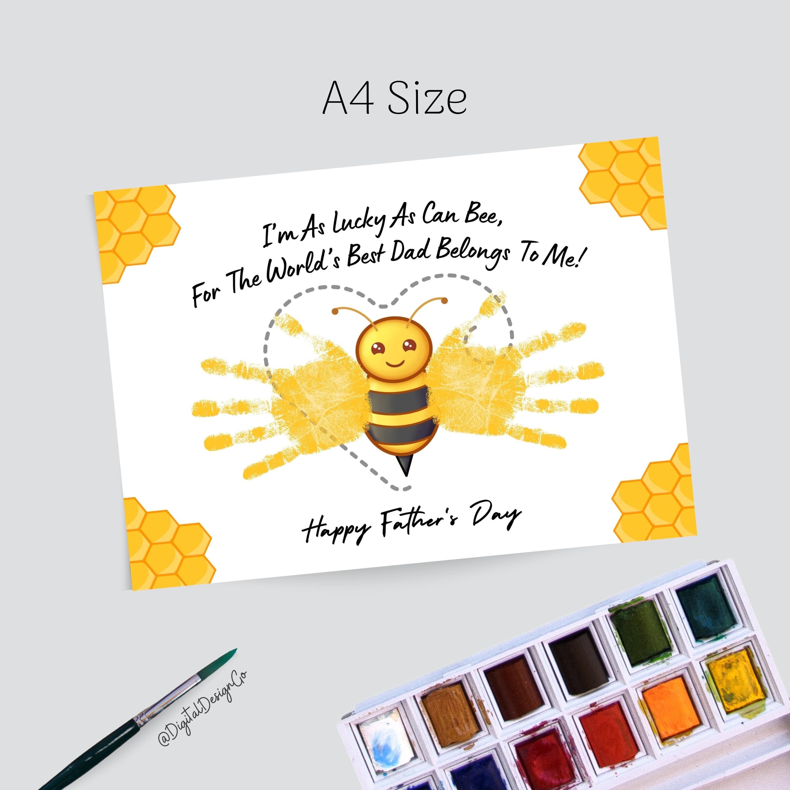 Fathers Day, Bee Handprint Art Craft, Kids Baby Toddler, Dad Craft, DIY ...