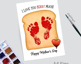 I Love You Berry Much Handprint Footprint Craft, Strawberry Jam