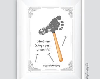 Father's Day, You Nailed it, Hammer Footprint Craft, Kids Baby Toddler, DIY Keepsake