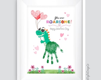 You Are Roarsome, Dino Handprint Art Craft, Happy Valentine's Day, Kids Baby Toddler, DIY