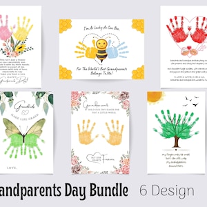 Grandparents Day Bundle, Grandparents Handprint Art Craft, Gift for Grandma and Grandpa, Kids Baby Toddler, Keepsake, DIY Card, Printable