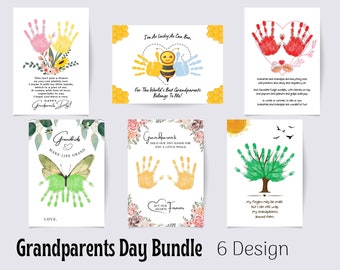 Grandparents Day Bundle, Grandparents Handprint Art Craft, Gift for Grandma and Grandpa, Kids Baby Toddler, Keepsake, DIY Card, Printable