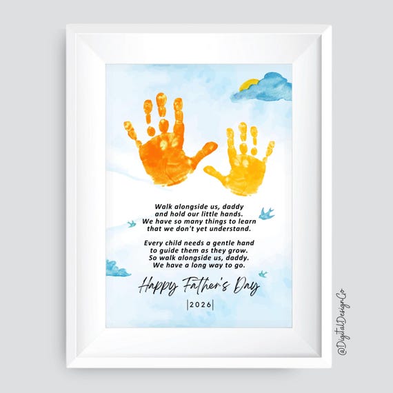 Biglietto Festa Del Papà Con Poesia – Design Acquerello E Lamina Dorata, Fatto A Mano In Inghilterra