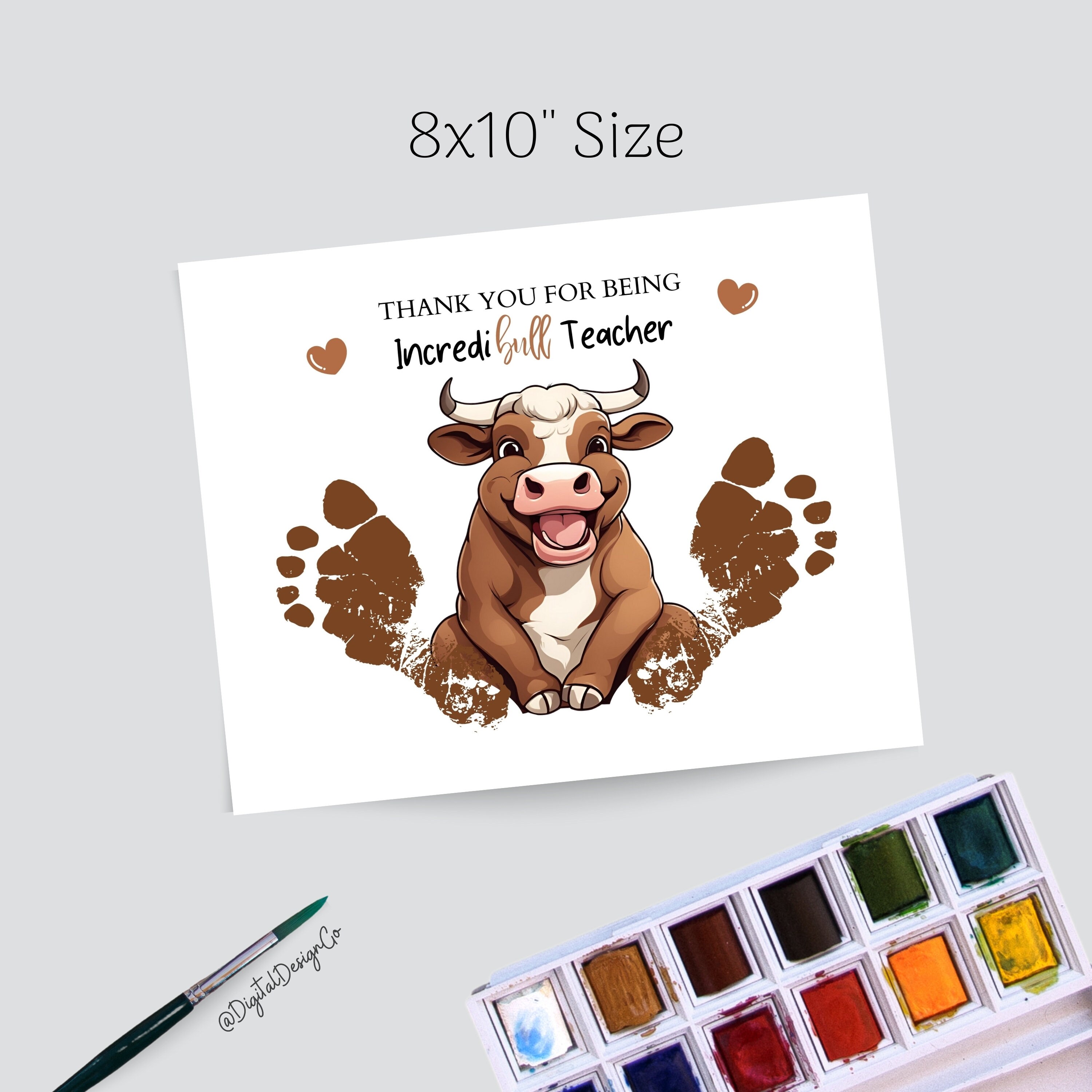 Incredibull Teacher, Bull Footprint Art, Thank You Gift (digital ...